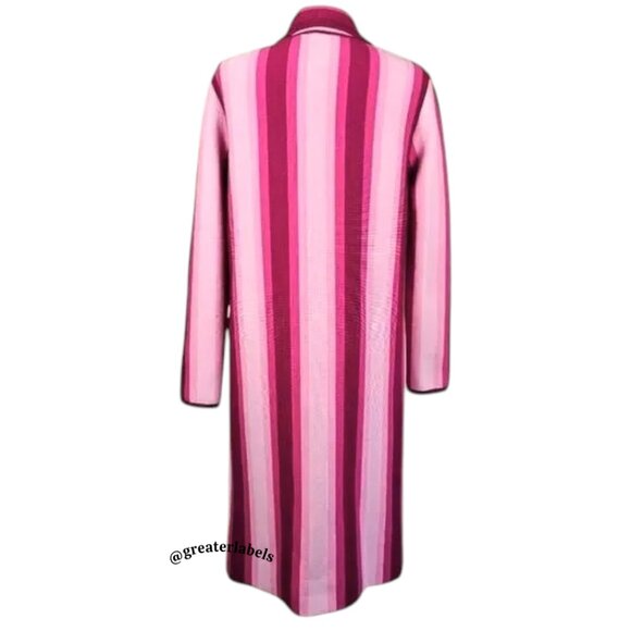 Moschino Couture! Pink Striped Wool Knit Double-Breasted Oversized Coat Rare - Picture 6 of 14
